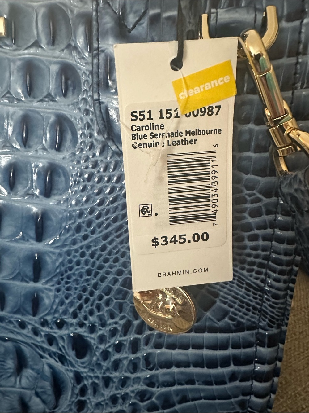 Brahmin Caroline Blue Croc-Embossed Leather Serenade Satchel NWT Bag - Picture 11 of 16